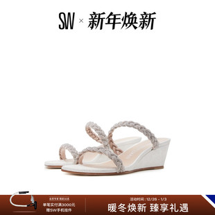 HIGHSHINE 早春水晶双带凉鞋 SLIDE 女坡跟凉拖 WEDGE