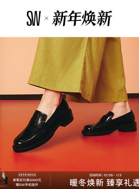 Stuart Weitzman/SW PALMER BOLD LOAFER 粗方跟乐福鞋女JK小皮鞋