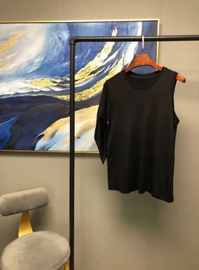 【摩系列】黑色网状面料左砍袖右袖不对称设计T恤MA162TST26