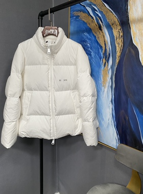 E白色纯色立领左胸字母羽绒服EA110