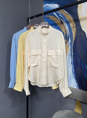 E乳白淡黄浅蓝三色三醋酸底领衬衫EAI2TOP005
