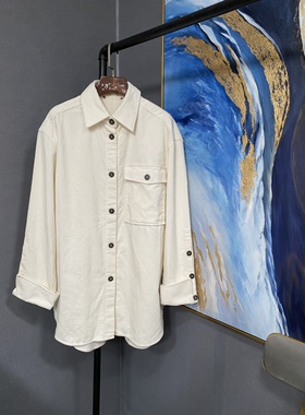 M白色条绒翻领衬衫款宽松大外套MA I3SHT010