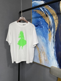 T恤MAI2TEE006 M白色前荧光绿剪影宽松半袖
