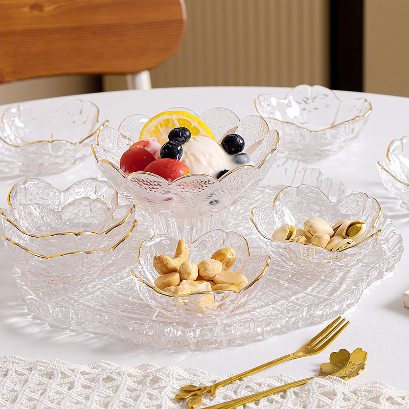 日式锤目纹樱花玻璃味碟酱料小碟子醋碟火锅调料蘸料碟子大碗盘子