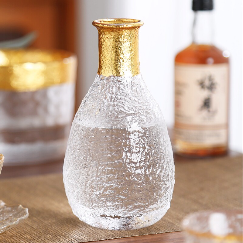 手工金箔玻璃清酒壶黄酒温酒器套装酒壶家用一两白酒杯酒盅酒具