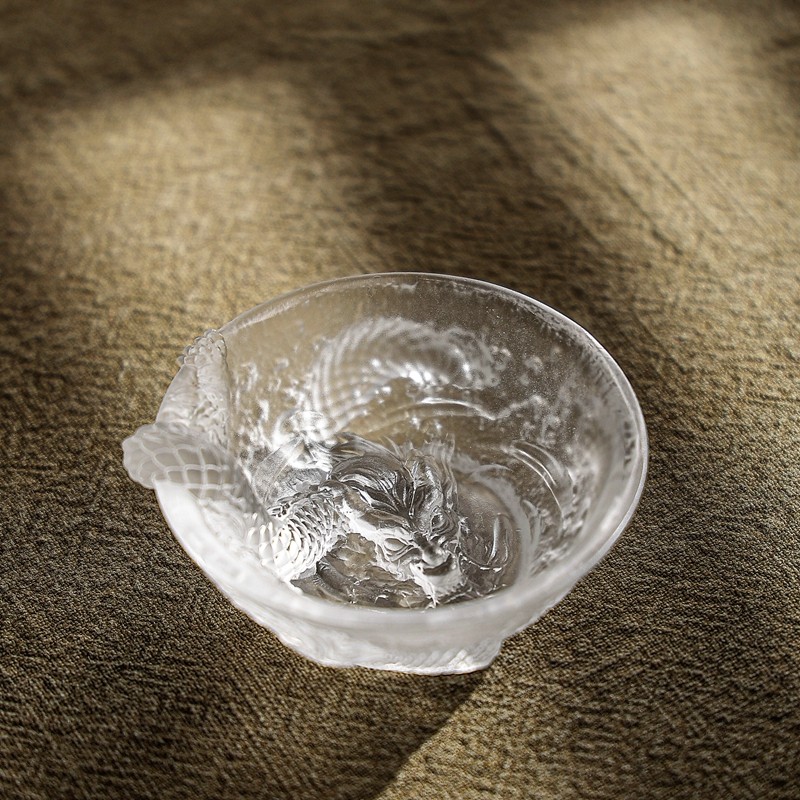 高端复古腾龙水晶玻璃酒杯立体游龙白酒杯清酒杯酒具高级感烈酒杯