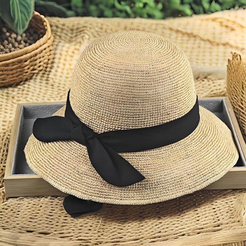 26天然高档女帽子手工拉菲草渔夫帽夏季遮阳防晒帽海边出游太阳帽