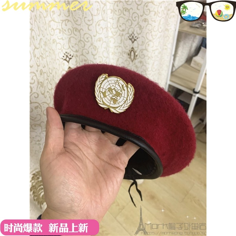 羊毛贝雷帽 男女酒红色潮帽 欧版经典大小号舞台时装画家帽子