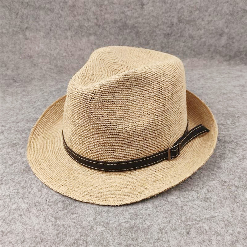 礼帽出游英伦男女夏季手工拉菲草