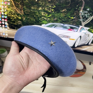 蓝色网红复古潮帽 男女羊毛贝雷帽 切格瓦拉帽欧美韩版大小号帽子