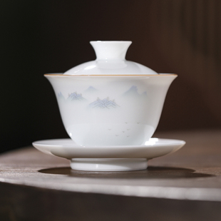 专用功夫茶具高档新款 景德镇官方陶瓷三才盖碗家用中式 泡茶杯礼盒