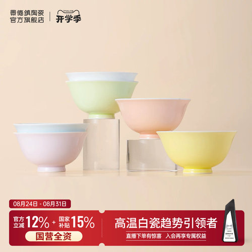 景德镇陶瓷中国色饭碗套装