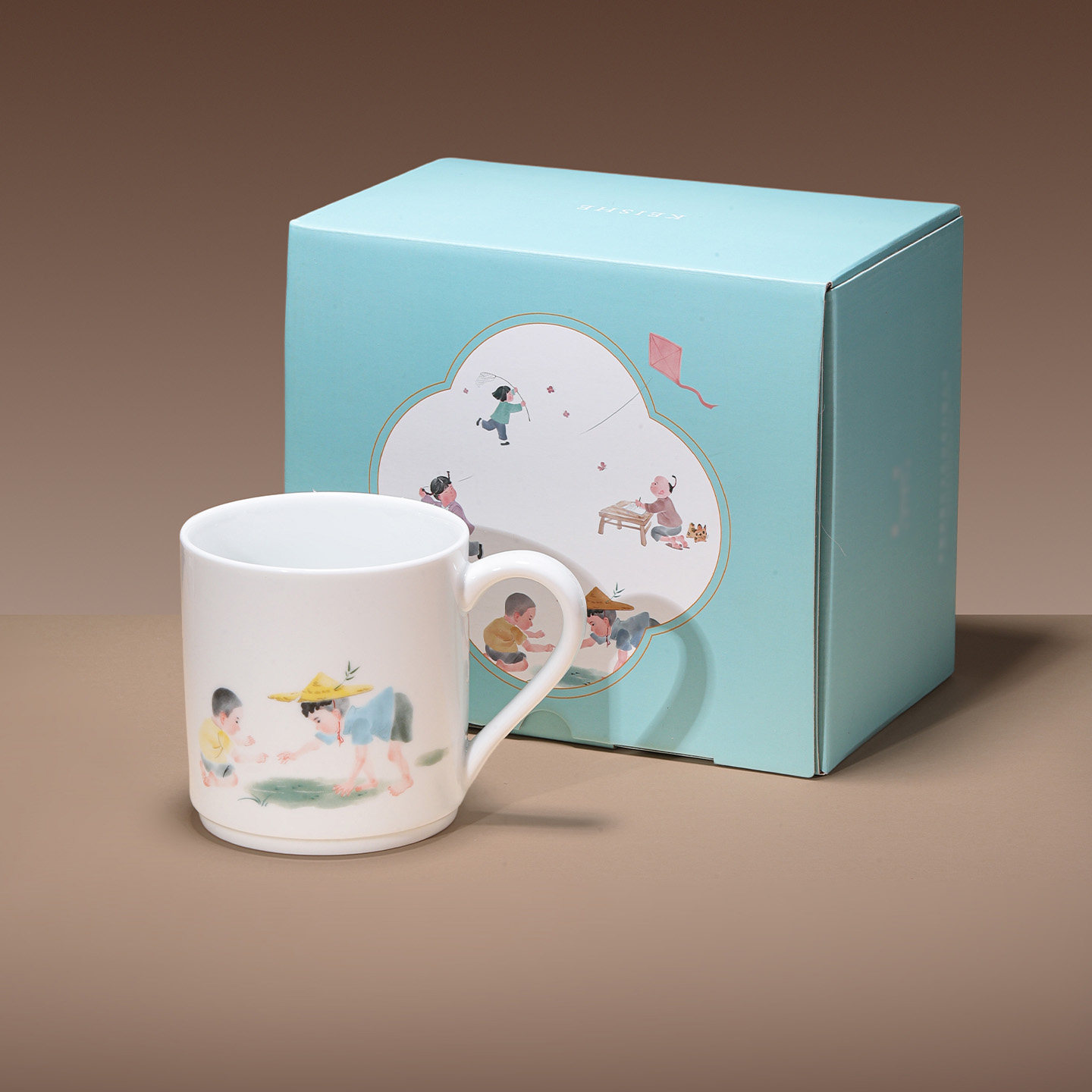 景德镇官方陶瓷高温釉中彩马克杯家用新款喝茶杯大容量水杯礼盒装