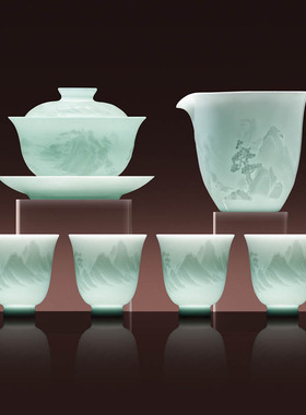 景德镇茶具官方泡茶盖碗专用瓷器陶瓷杯高档功夫茶具套装新款礼盒