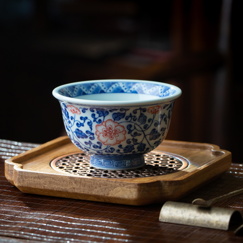 景德镇官方红花压手杯