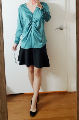 思思美代 正品 代购 dvf 春季新品 绿色褶皱 绸缎面闪亮 上衣shay