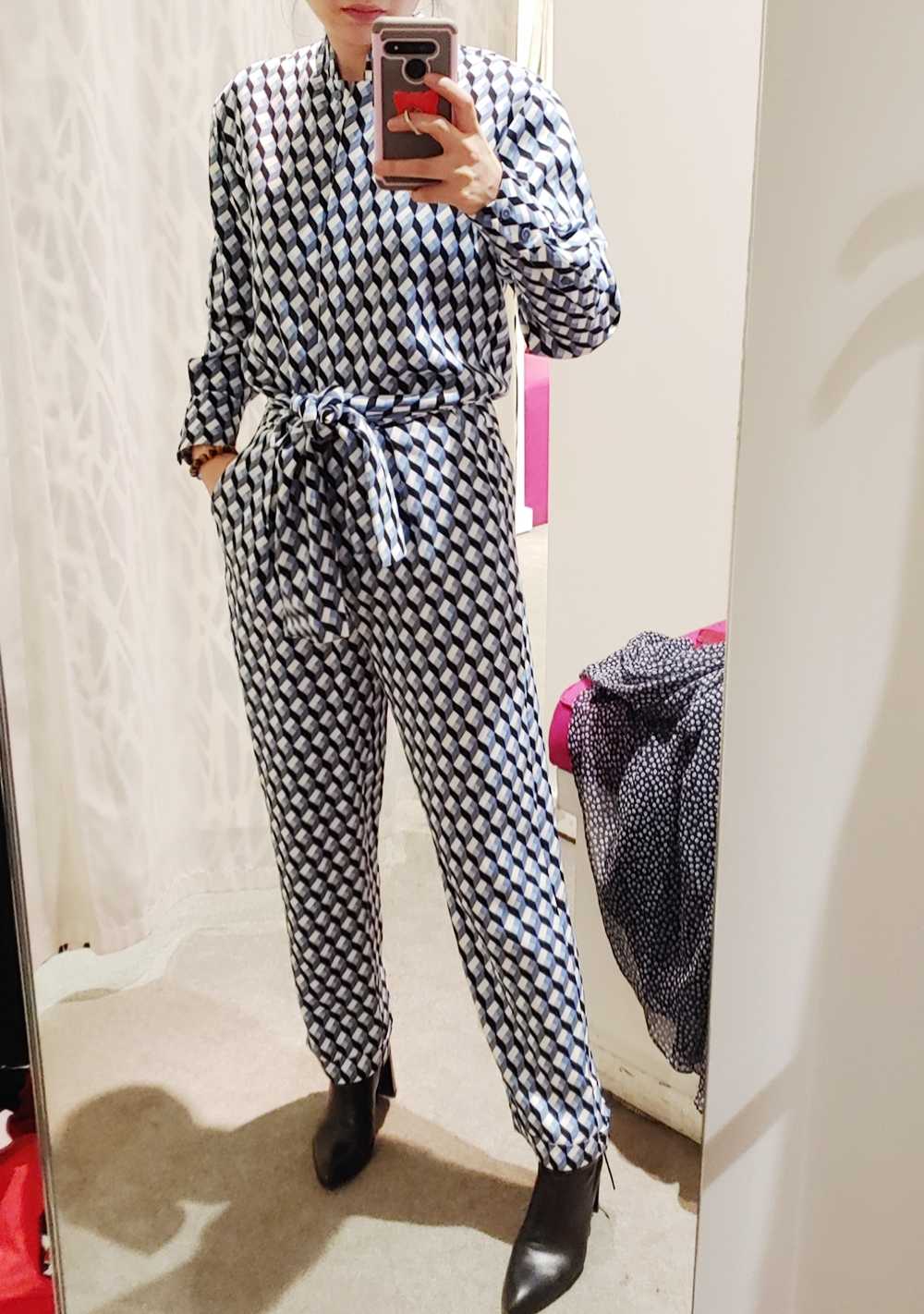 思思美代蓝色帅气leona连体裤