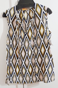 春夏新品 背心上衣 思思美国 burch 真丝 系带 菱形 tory 彩色