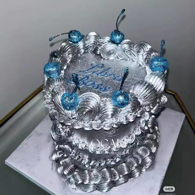高级氛围感水晶樱桃蛋糕装饰