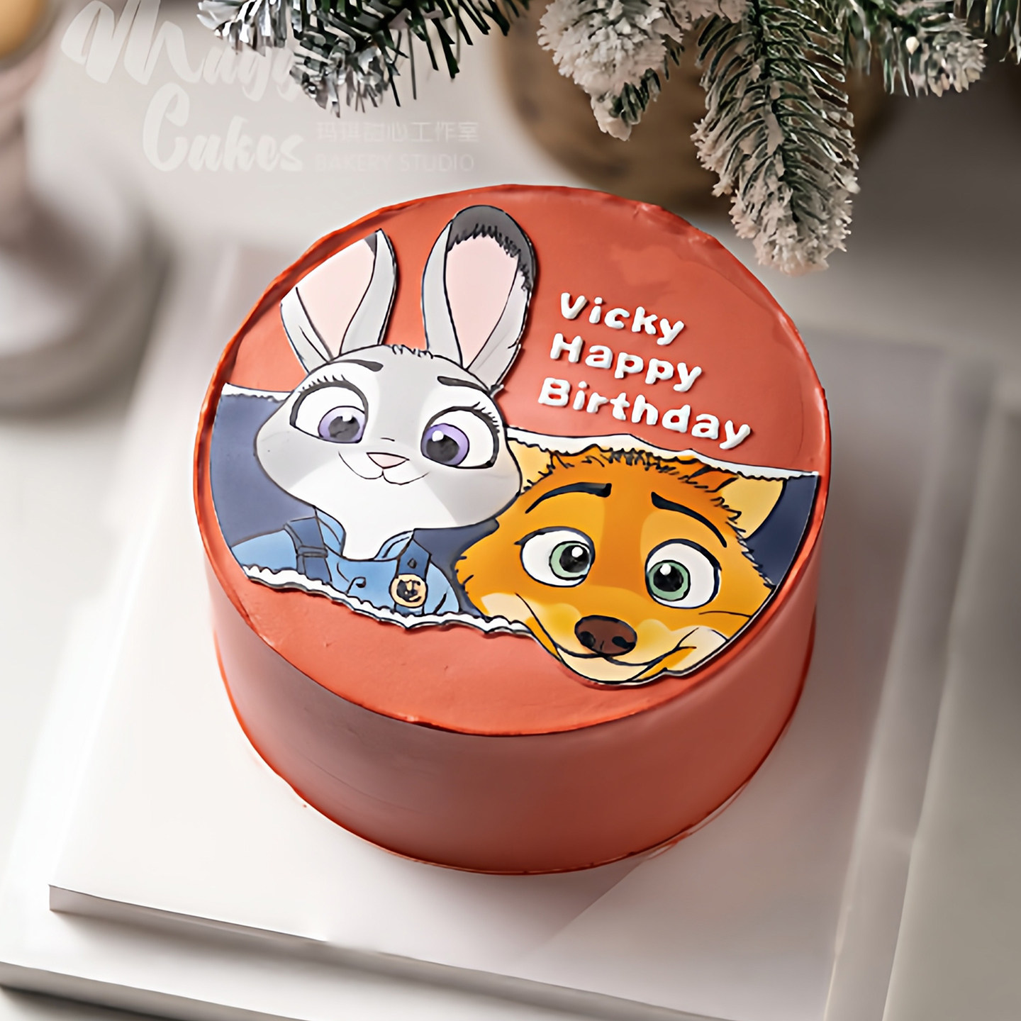 兔子警官朱迪狐狸尼克头像生日蛋糕装饰摆件疯狂动物城甜品台装饰