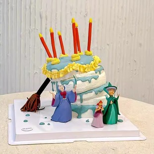 网红卡通仙女教母歪歪蛋糕装饰摆件魔法森林小动物苏菲亚公主装扮