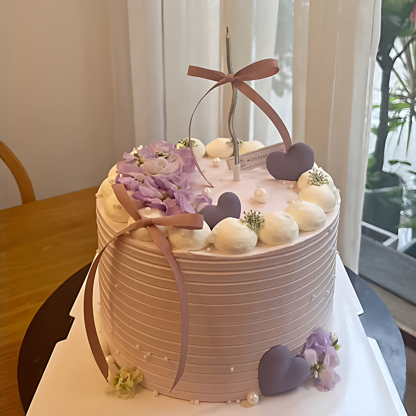 简约ins风丝带蝴蝶结生日蛋糕装饰配件豆沙粉丝带织带爱心模具