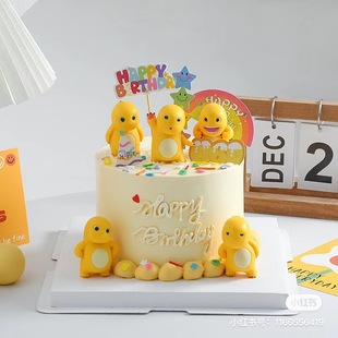 网红黄色小奶龙儿童生日蛋糕装 饰龙宝宝公仔摆件我几岁啦硅胶模具