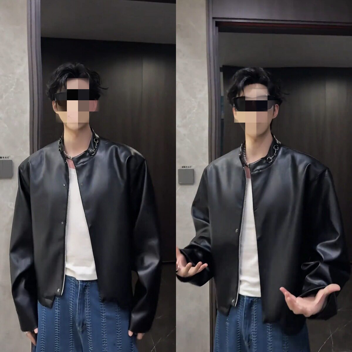 春季时尚个性新款男士百搭潮流帅气小众轻奢男款宽松立领夹克外套