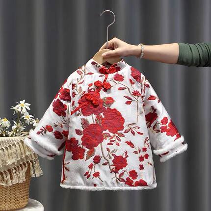 新年装女童旗袍裙子中国风过年装冬装女宝宝连衣裙加厚夹棉儿童装