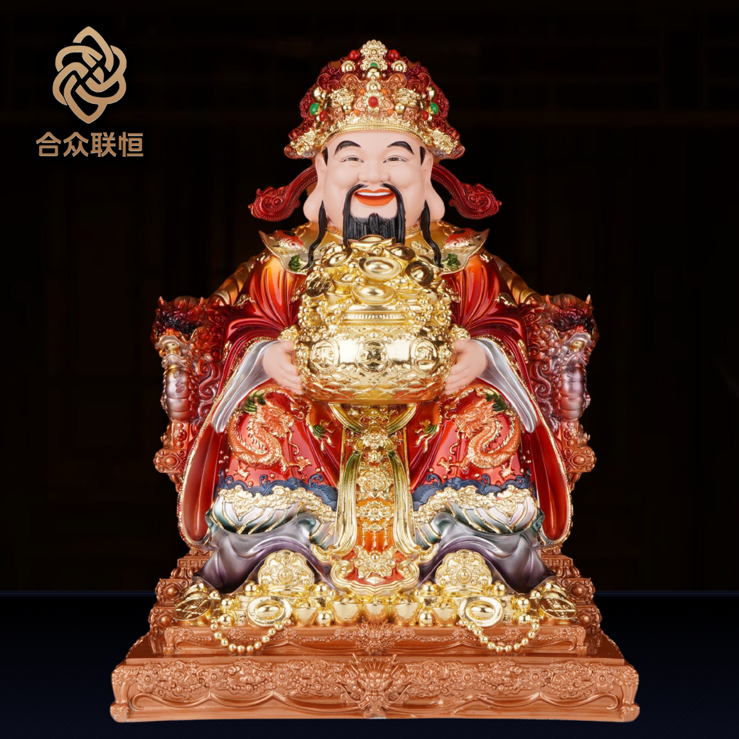 新款招财财神爷神像财神家用摆件公司办公室供奉范蠡树脂店铺开业