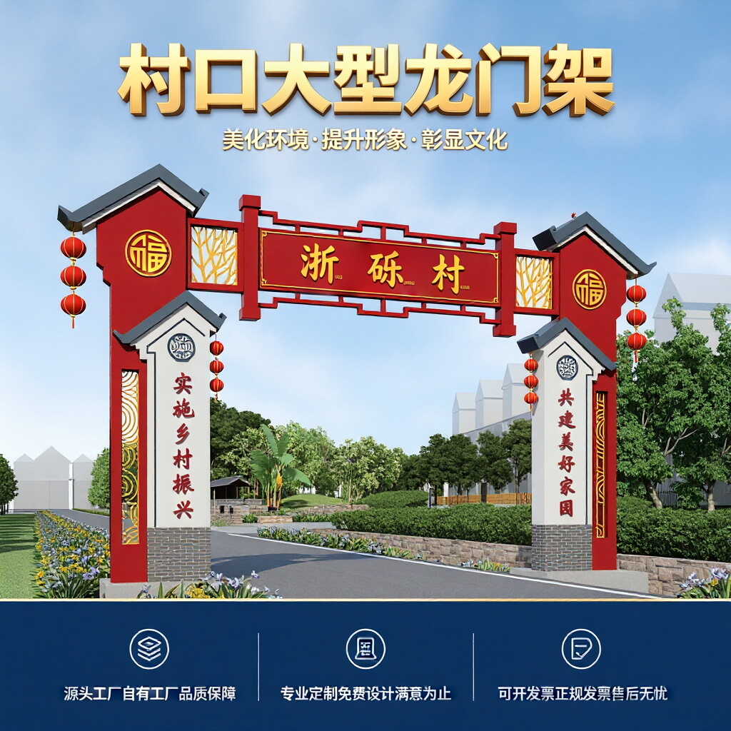定制户外跨街龙门架大型村口跨路广告牌农业产业园基地龙门架村牌
