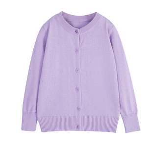 2026新款春秋薄款纯棉毛衣开衫女童针织衫男童中大童圆领