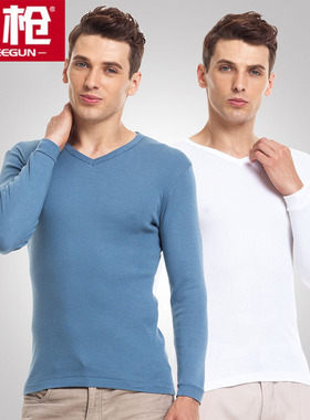 三枪秋冬女纯棉合身棉毛衫V领秋衣全棉打底保暖内衣女士上衣21828