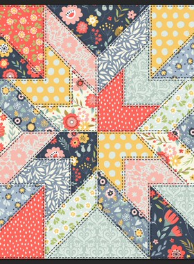 四方连续花型设计PSD TIF印花格式 素材  几何方块花朵T3-75