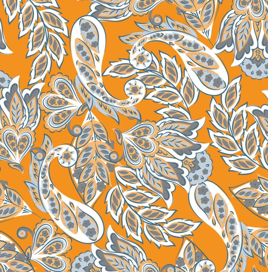 四方连续定制面料布料米样数码印花花型设计手绘花朵佩斯利T14-82,居家布艺,海绵垫/布料/面料/手工diy,淘宝优惠券,粉丝福利购,淘宝优惠卷