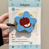 简约星星蓝底切片苹果适用MagSafe手机磁吸气囊支架强力吸附懒人