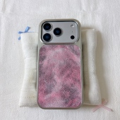 ins粉色晕染皮纹适用苹果17promax手机壳iPhone16新款 保护套15 13全包硅胶防摔日韩