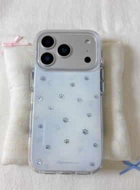 ins满屏小猫爪圆边双层适用苹果17promax手机壳iPhone16新款保护套15 /14/13全包硅胶防摔日韩小众