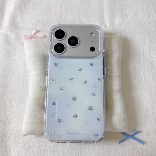 ins满屏小猫爪圆边双层适用苹果17promax手机壳iPhone16新款保护套15 /14/13全包硅胶防摔日韩小众