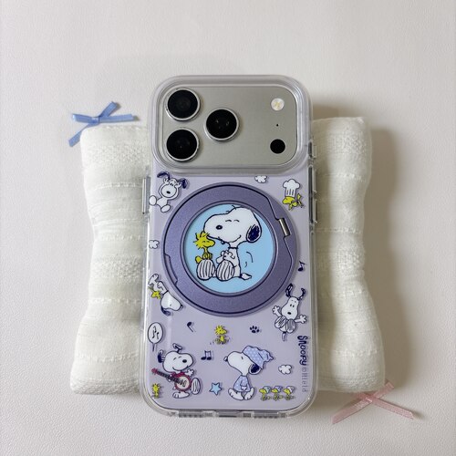 可爱音乐派对史努比支点壳圆边双层适用苹果17promax手机壳iPhone16新款保护套15 /14/13全包硅胶防摔日韩
