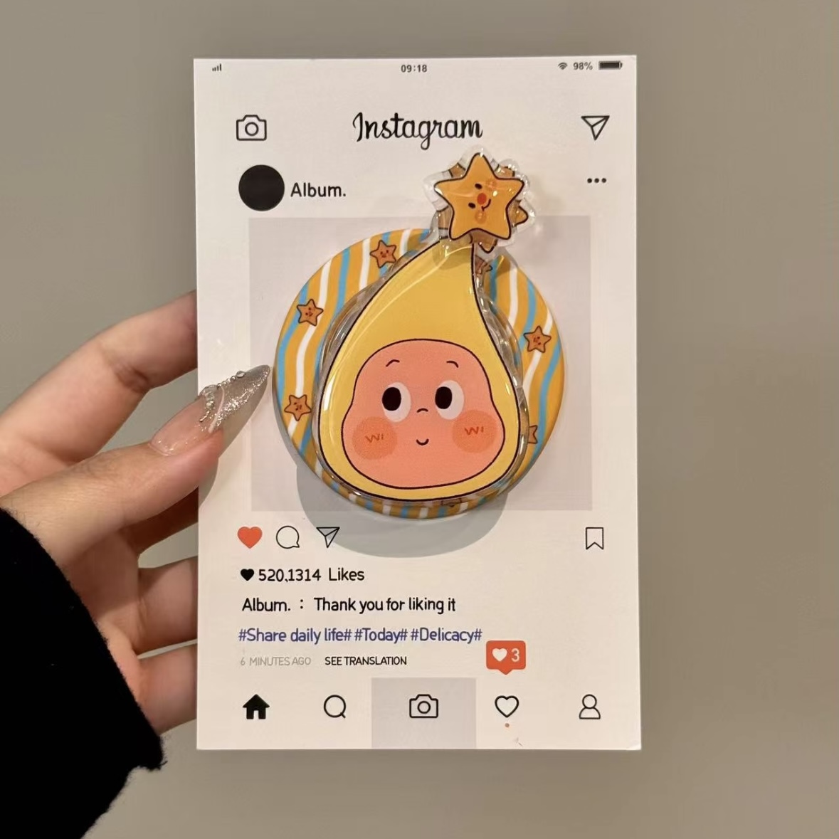 可爱旋转星星人适用MagSafe手机磁吸懒人伸缩气囊支架强力吸附