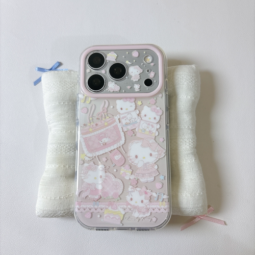 可爱猫咪蕾丝手作圆边双层适用苹果18pro max手机壳iPhone17新款保护套16/15/14全包硅胶防摔日韩