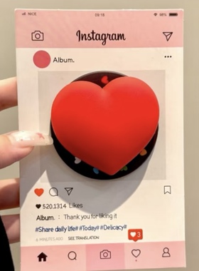 ins红色大爱心适用MagSafe手机磁吸懒人支架气囊伸缩强力吸附女