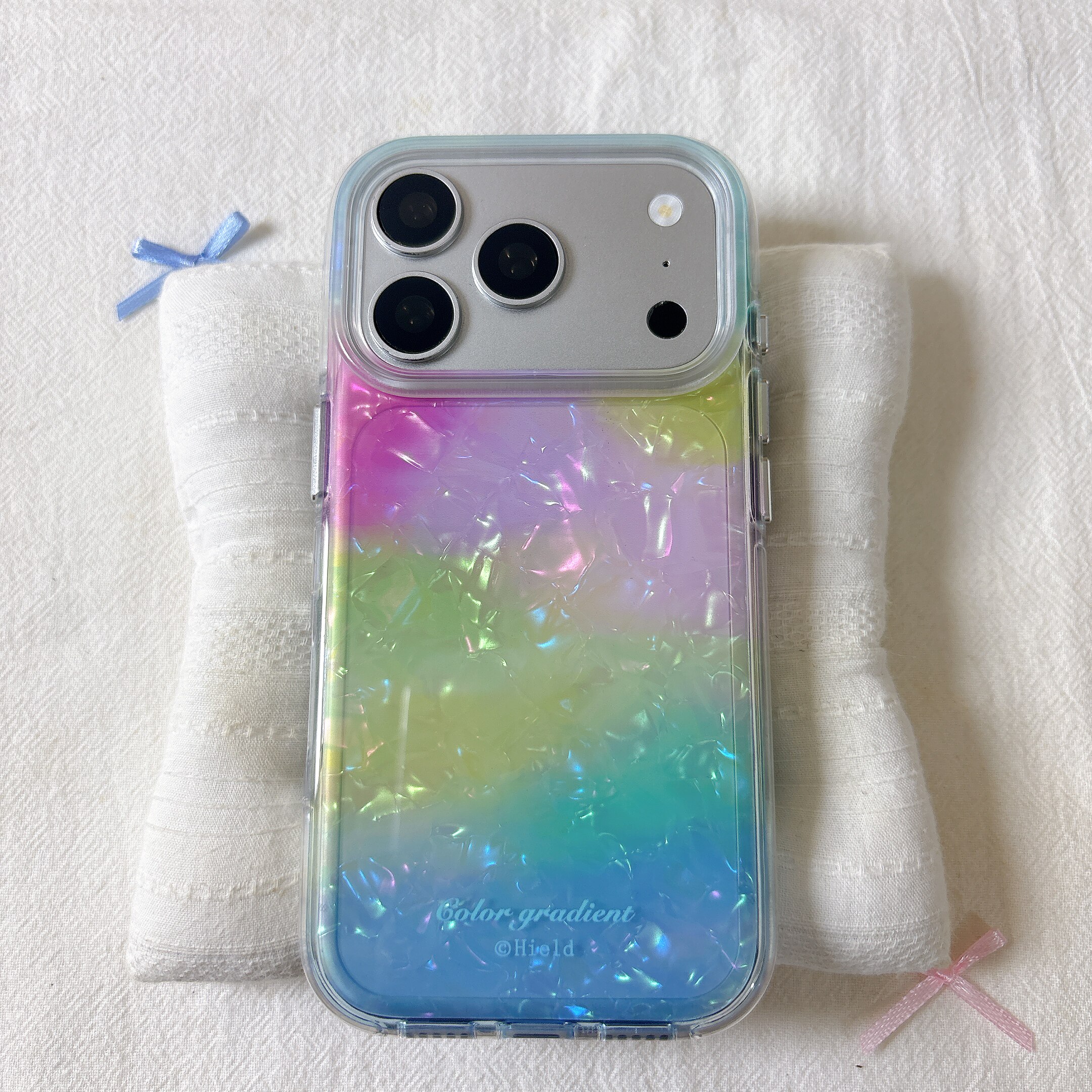 ins梦幻水彩贝壳纹圆边双层适用苹果17promax手机壳iPhone16新款保护套15 /14/13全包硅胶防摔日韩