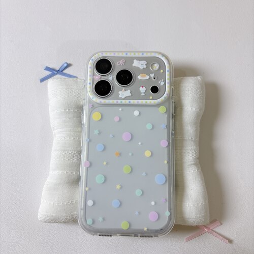 ins彩色波点星星磨砂圆边双层适用苹果17promax手机壳iPhone16新款保护套15 /14/13全包硅胶防摔日韩