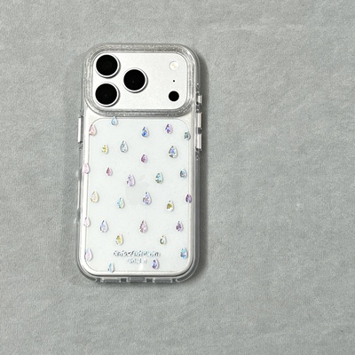 ins鎏金小雨滴圆边双层适用苹果17promax手机壳iPhone16新款保护套15 /14/13全包硅胶防摔日韩