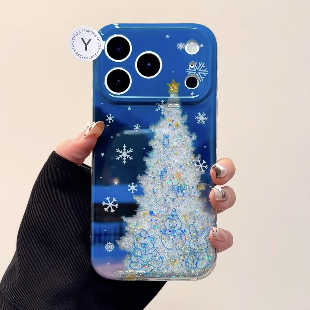 ins雪花圣诞树雪人双层适用苹果17promax手机壳iPhone16新款保护套15 /14/13全包硅胶防摔日韩