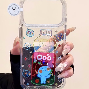 13全包硅胶防摔日韩 保护套15 可爱鎏金苹果酷儿圆边双层适用苹果17promax手机壳iPhone16新款