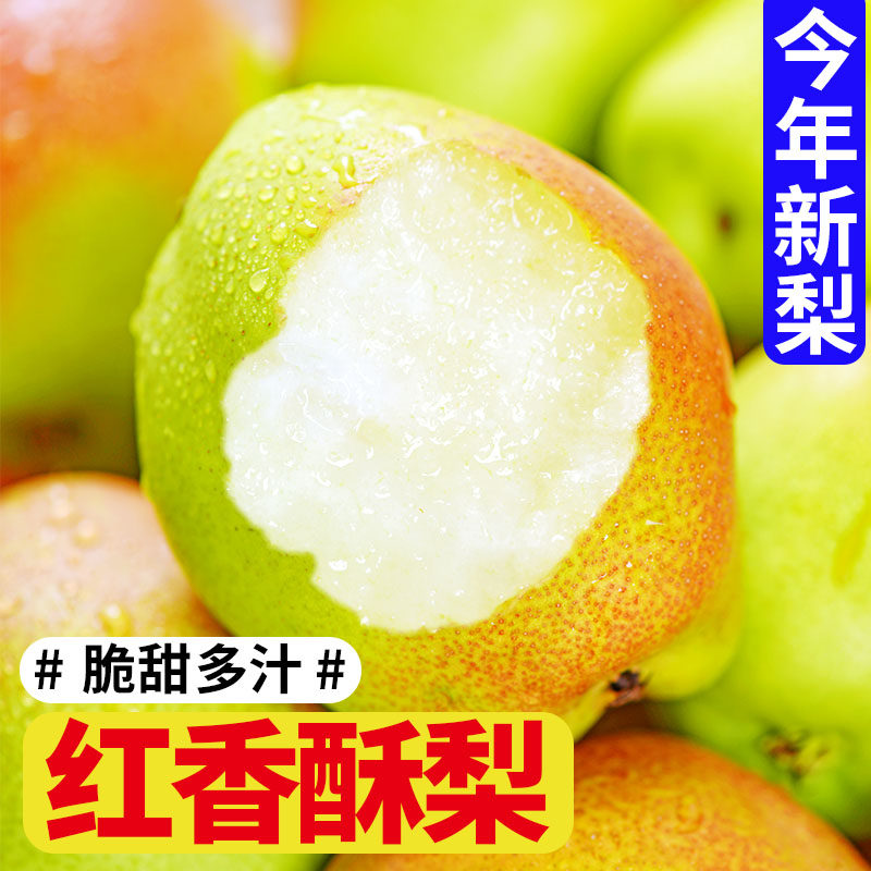 香梨新鲜水果梨子红香酥梨5斤当季整箱特一级青雪酥梨脆甜10包邮
