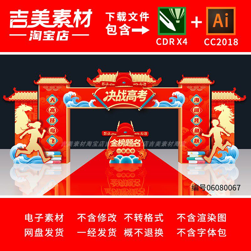 鲤鱼跃龙门状元门成功门中高考誓师大会门头门楼龙门架拱门素材